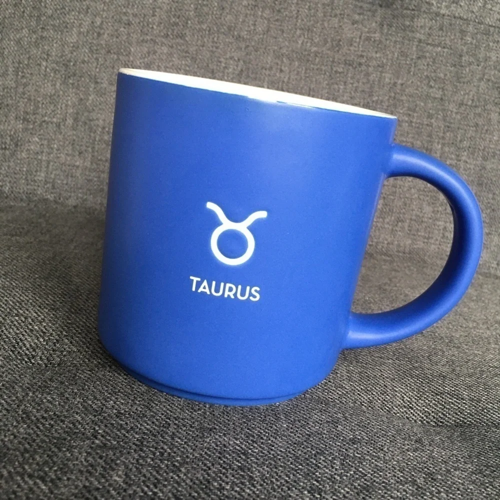 Taurus Astrology Coffee / Tea Mug, Blue, White, 16 oz